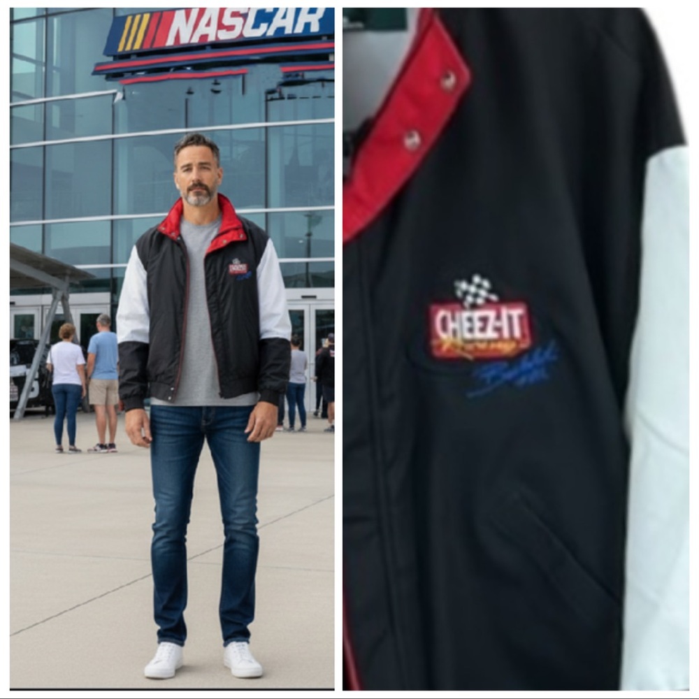 NASCAR racing Jacket Cheez it sponsor 
Beautiful condition size Medium VTG